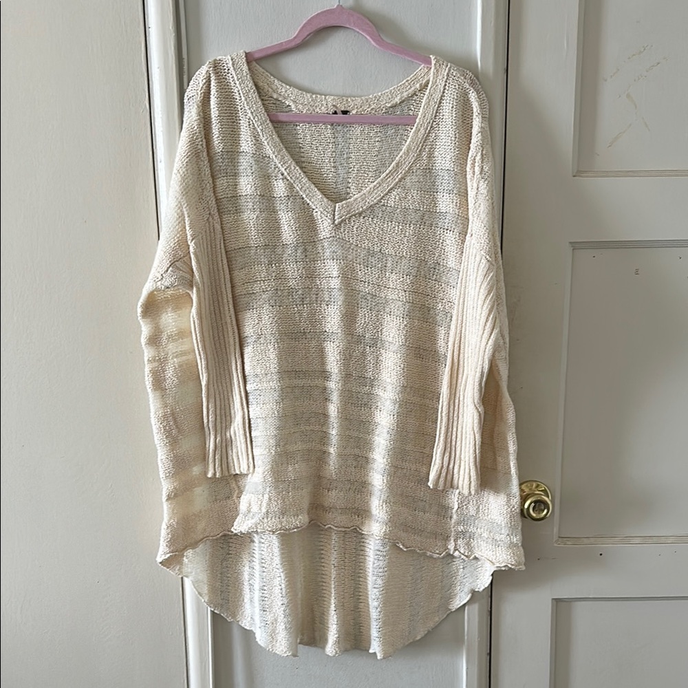 Free People oversized Cream Knit Sweater